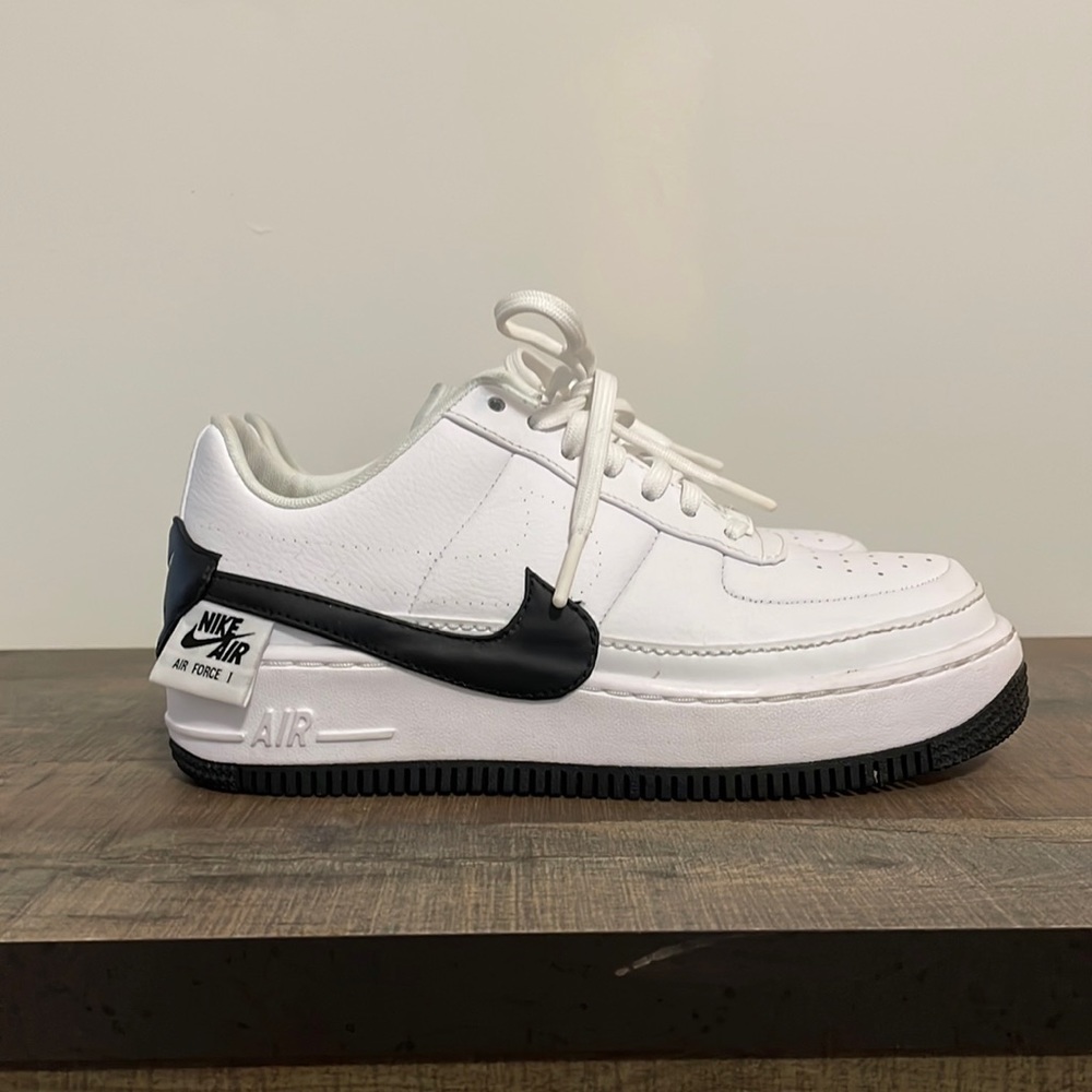 White and black Leather Air Force 1, size 8.